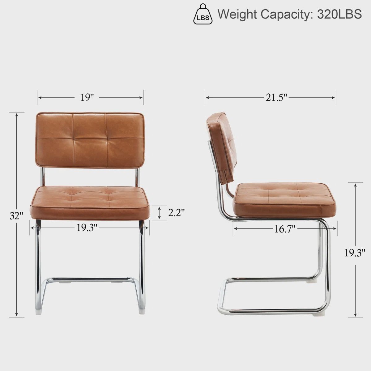 Tufted Faux Leather Burnt Orange 2pk.