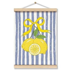 Blue Striped/Lemon Hanging Decor 12x16in.