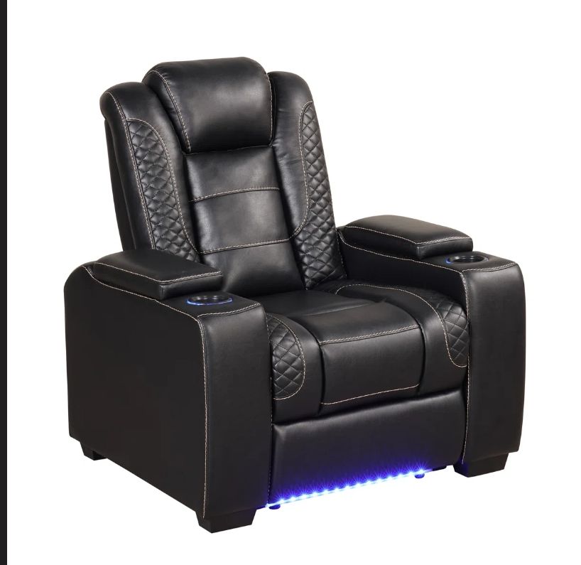 Theater chair with power recline, power headrest and led lights