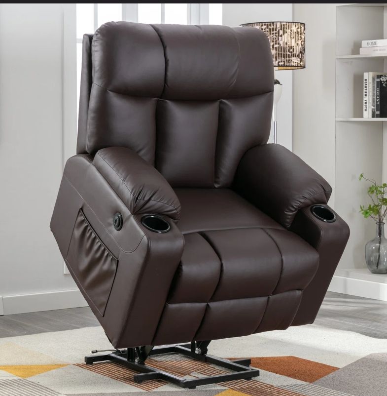 Black Oversized Power lift, power recline, heat and massage