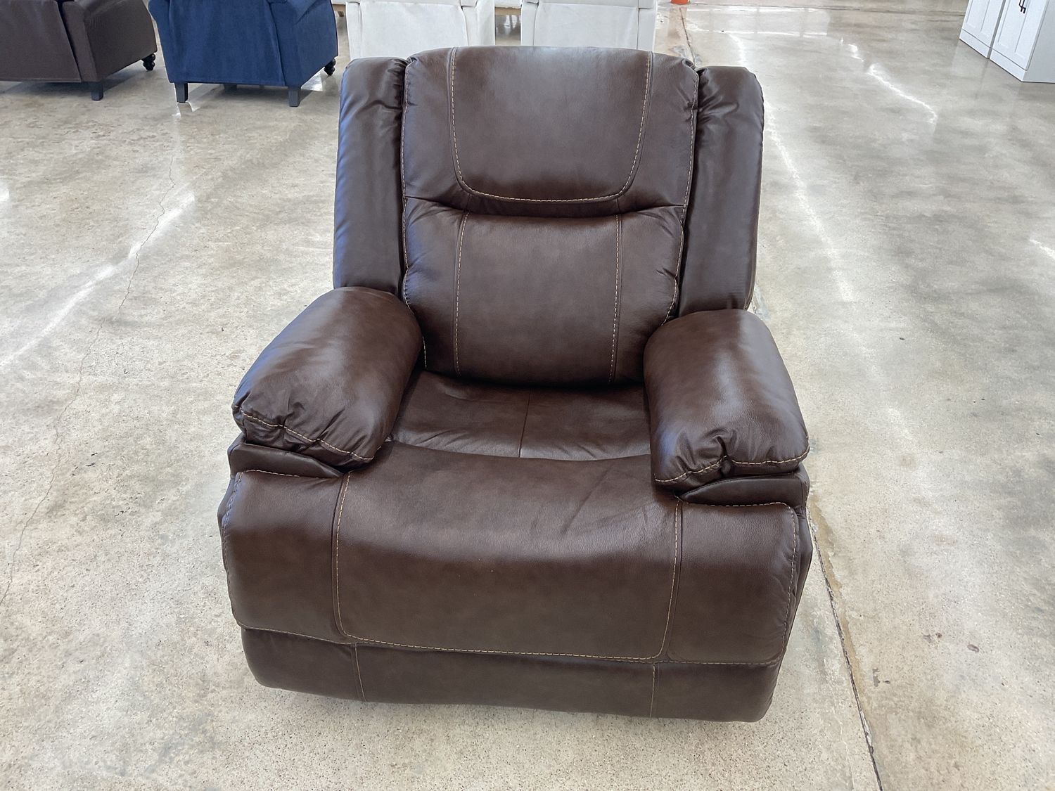 Brown leather recliner