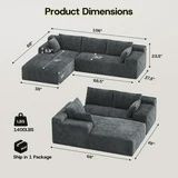 Grey Corduroy Cloud Sectional