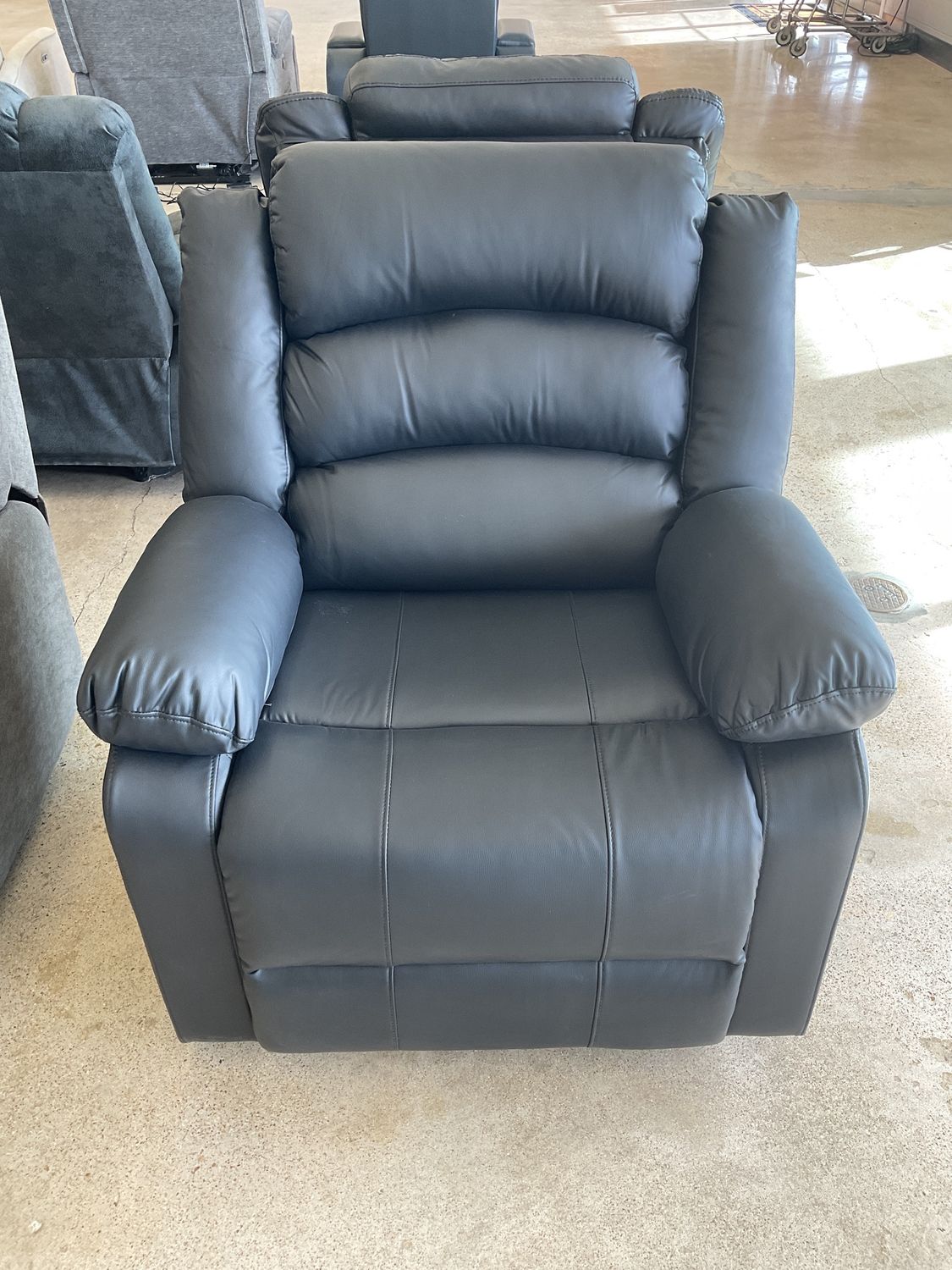 Black Faux Leather Manuel Recliner