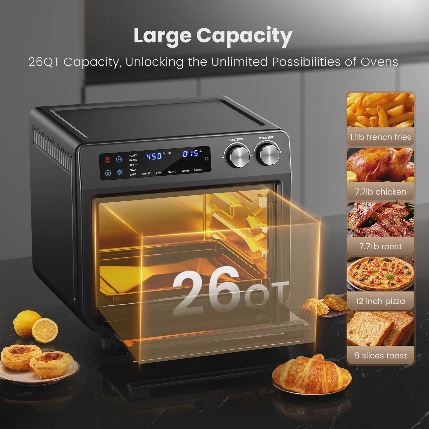 26QT Air Fryer, Toaster Oven