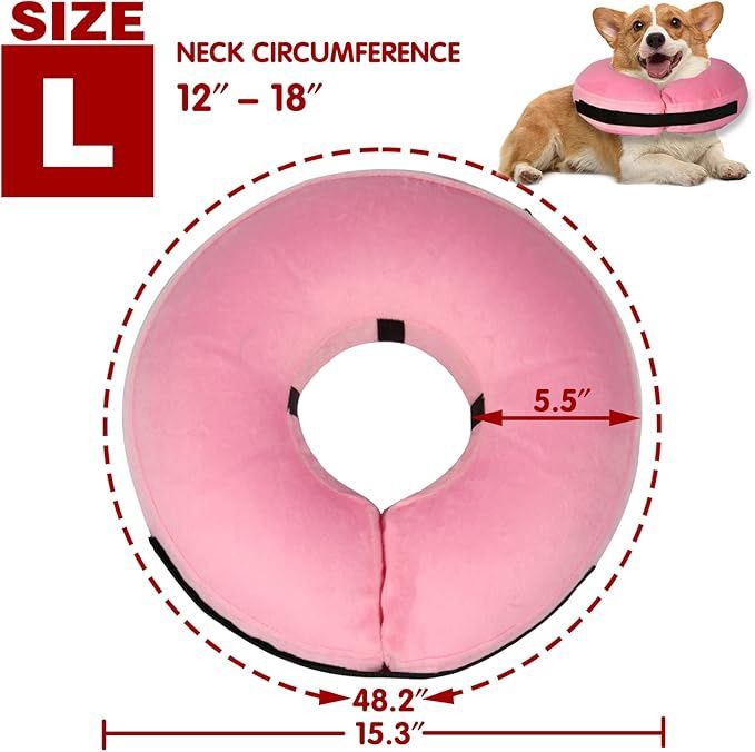 Inflatable Dog Cone (Pink, Large)