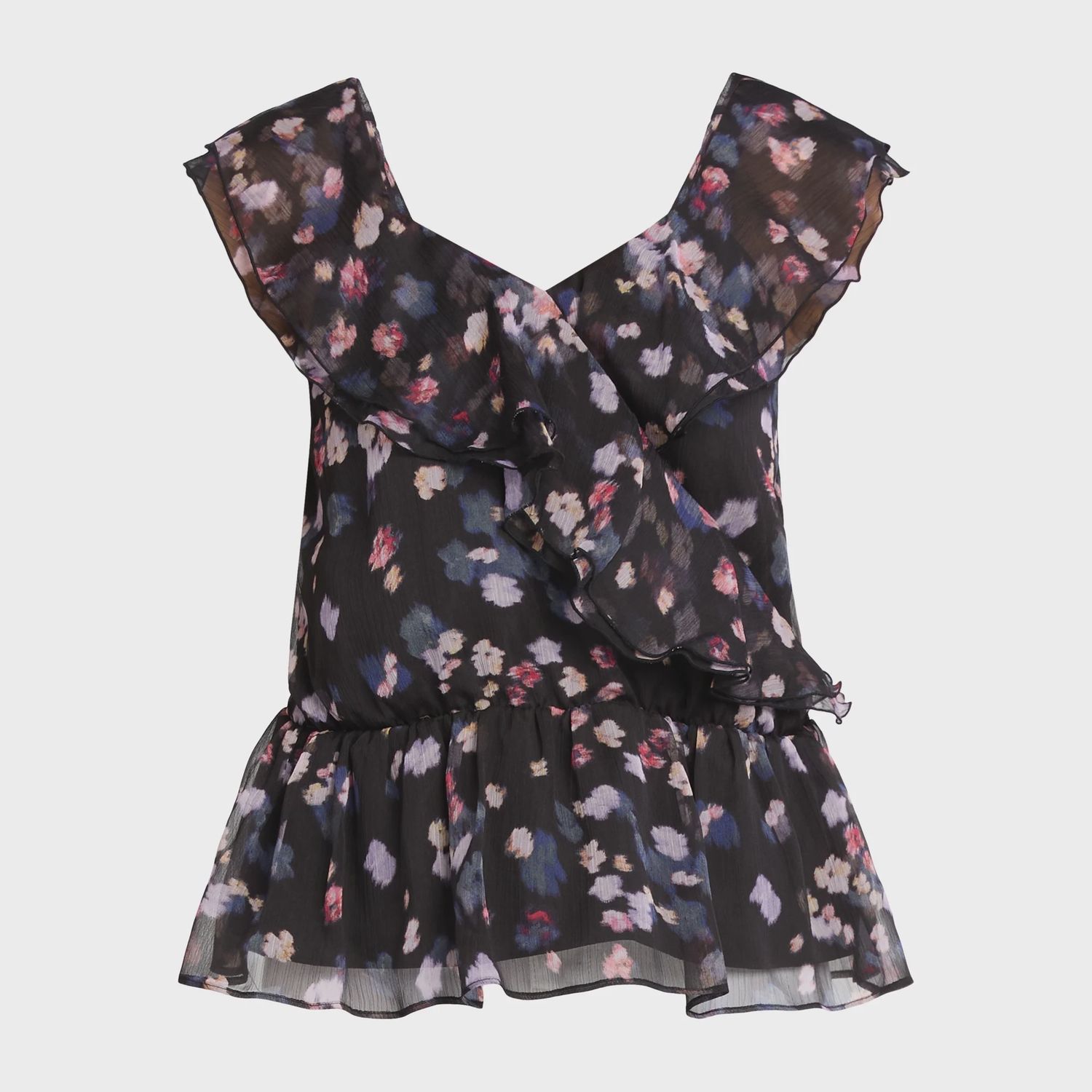 Time and Tru Women's Ruffle Wrap Tank Top