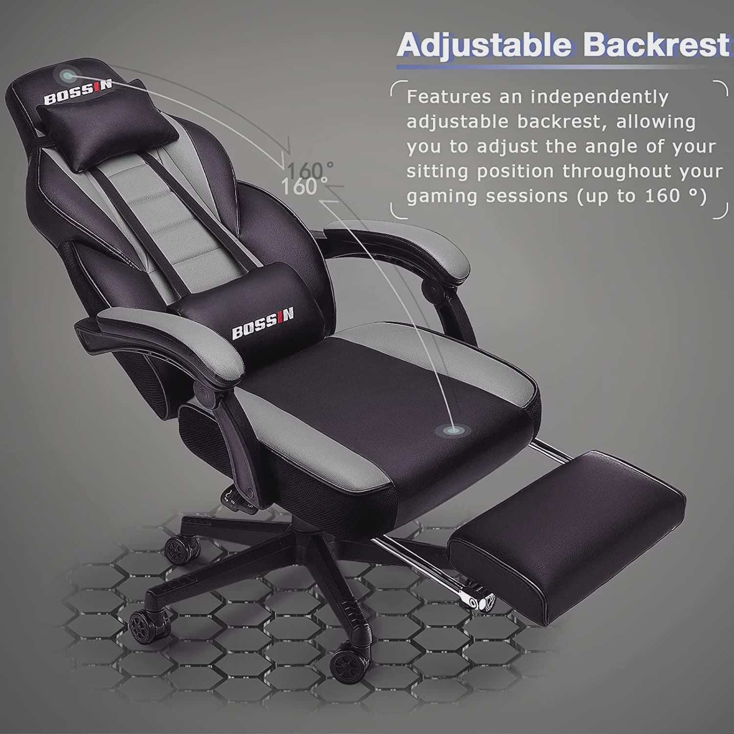 Bossin Gaming Chair with Footrest and Massage