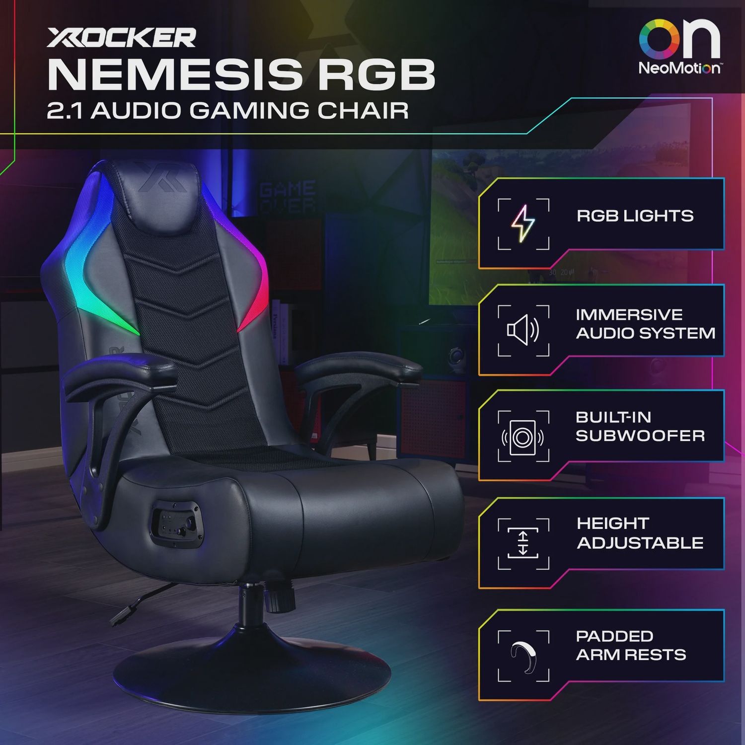 X Rocker Nemesis RGB Pedestal Gaming Chair