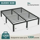Zunmos 14 Inch Queen Bed Frame