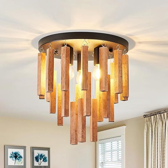 Boho Wood Light Farmhouse  Chandelier