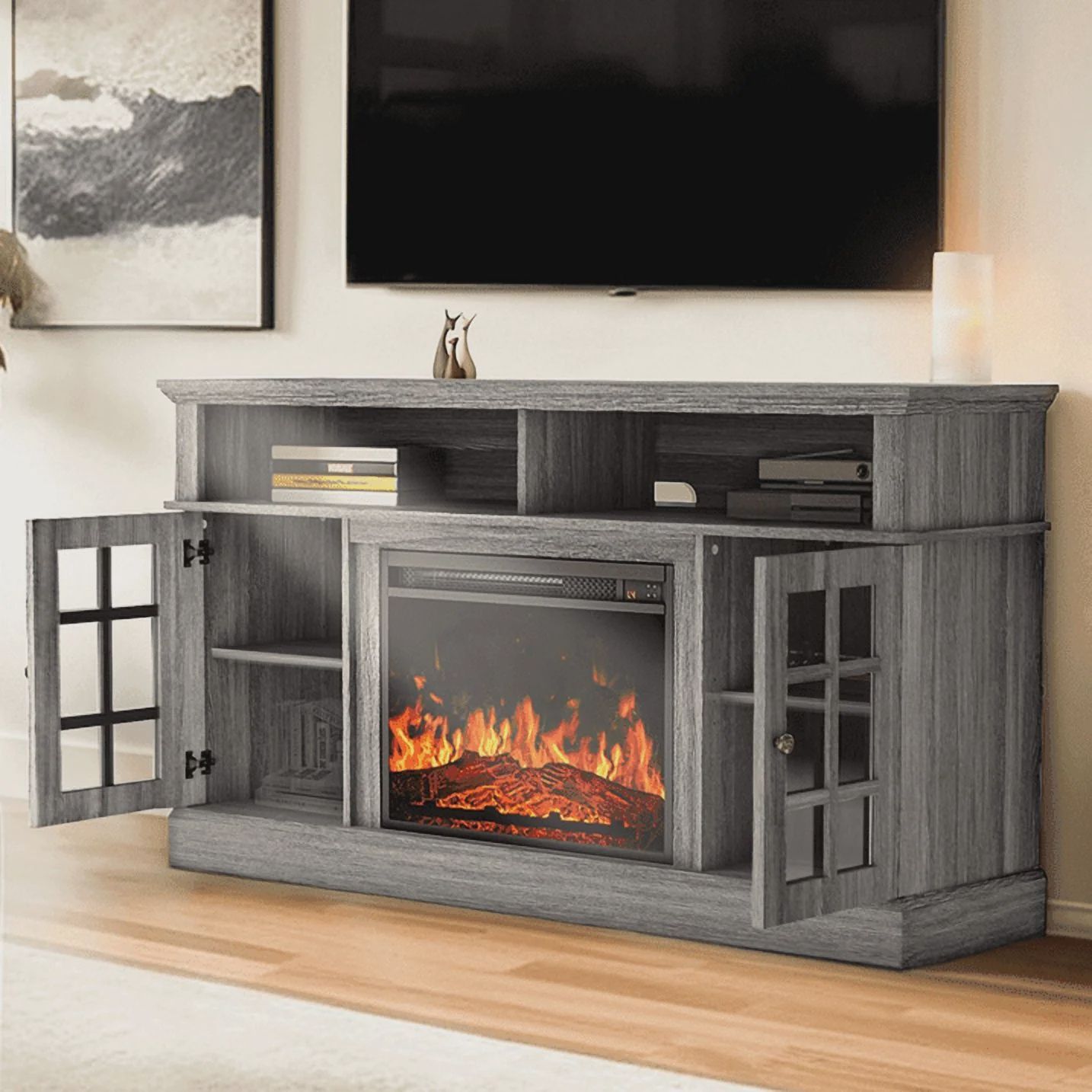 Gray Console Fireplace