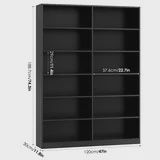 Black Double Wide 6 Tier Bookcase