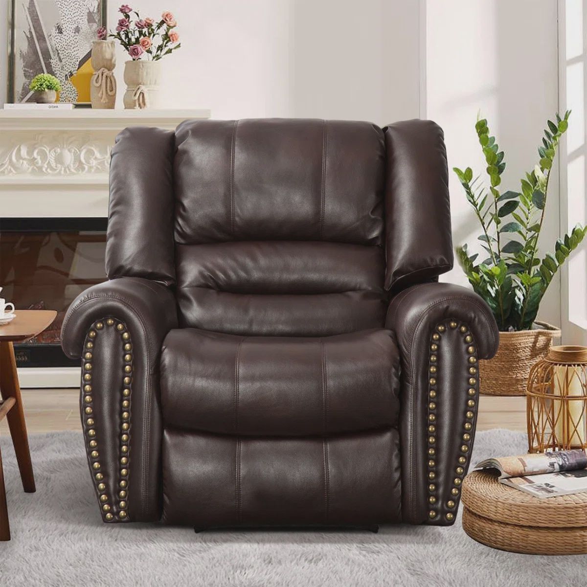Chocolate Recliner with Rivets