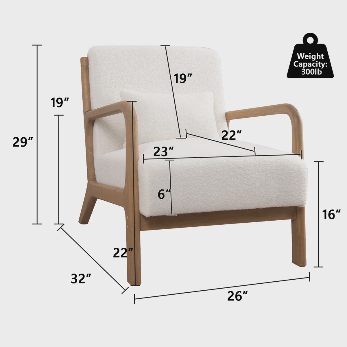 White Boucle Accent Chair