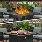 Fire Pit Table with Lid and Rocks