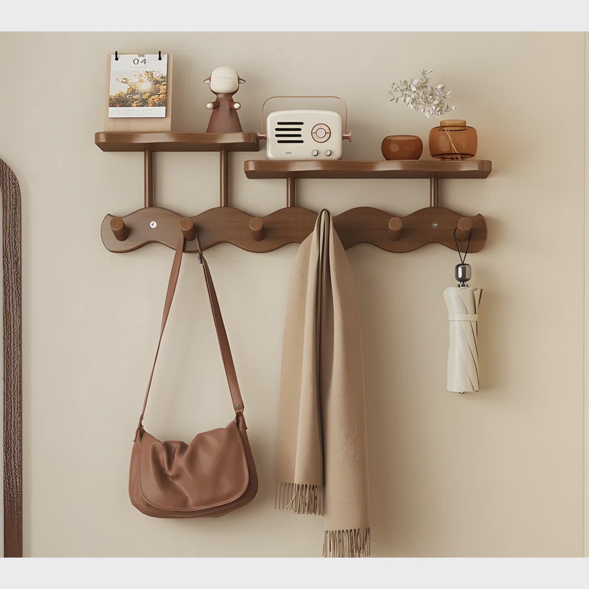 Wall Mounted Coat Rack w/Shelves