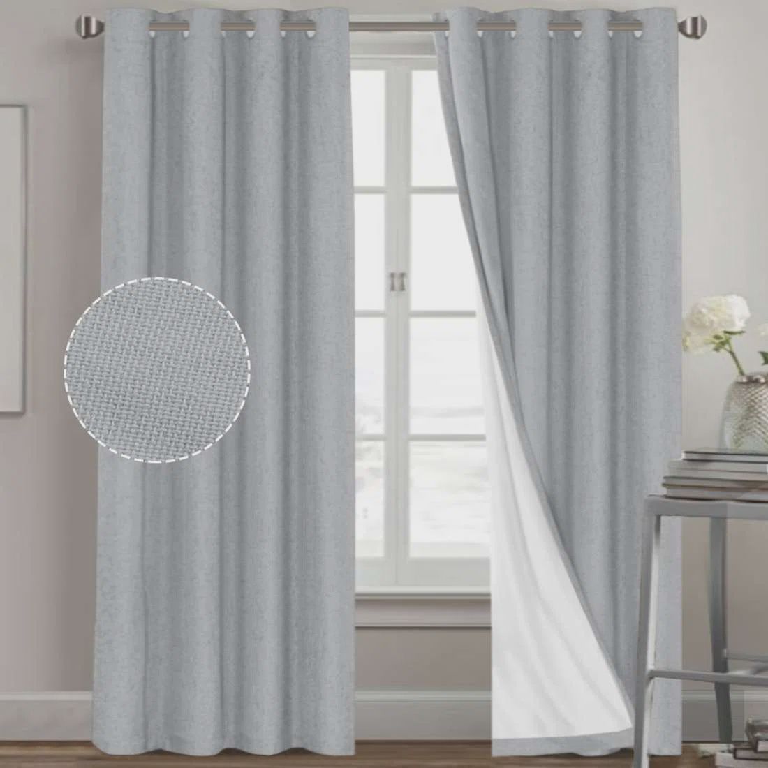 Glacier Grey Linen 2PK Panels, 52Wx96L