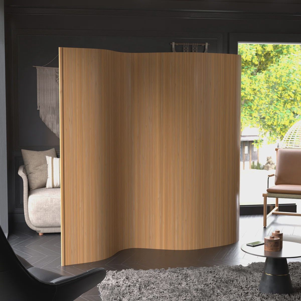 Rolling Bamboo Room Divider
