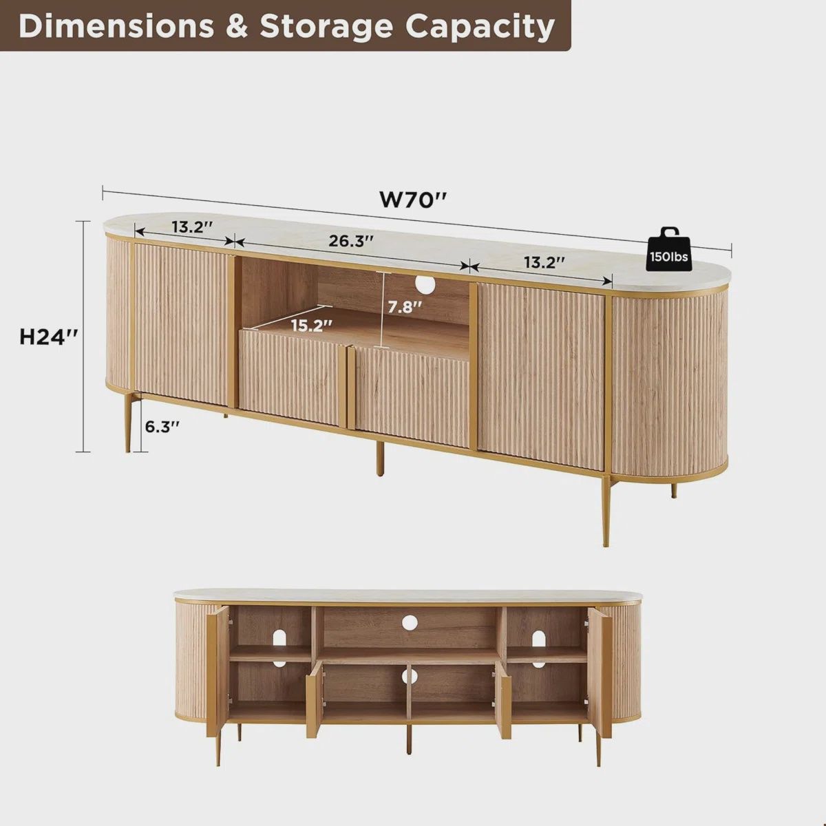 Rosevell 70' TV Stand