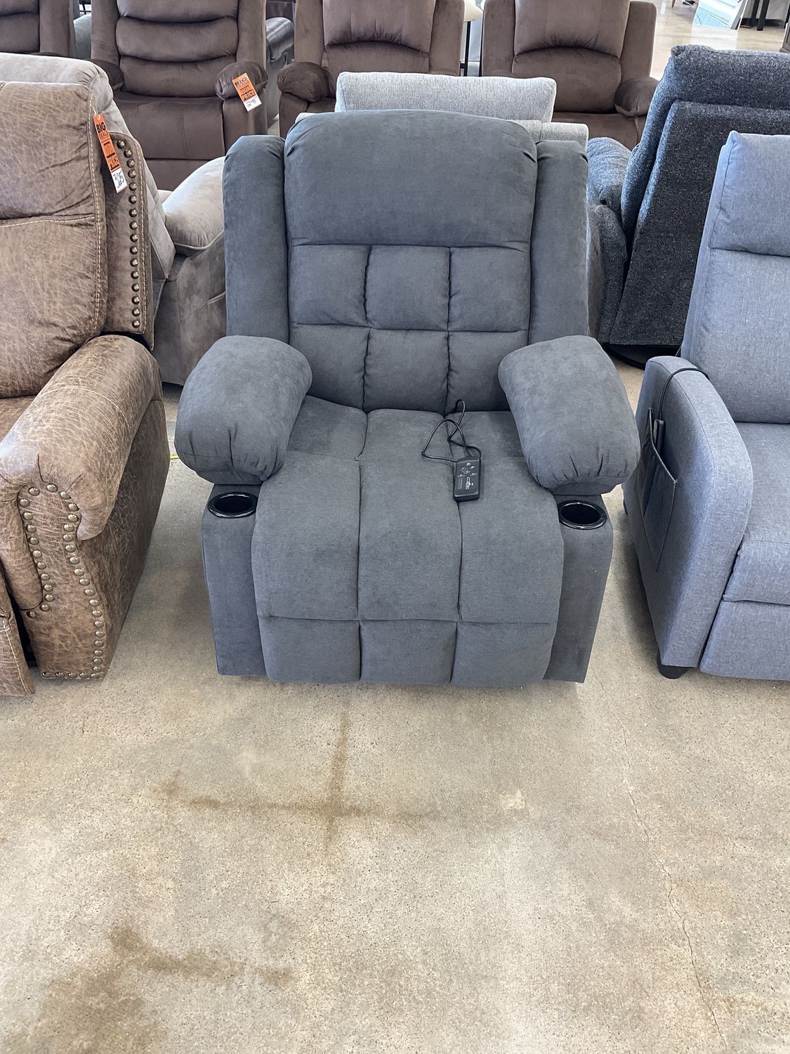 Gray Manual Recline with Heat and Massage