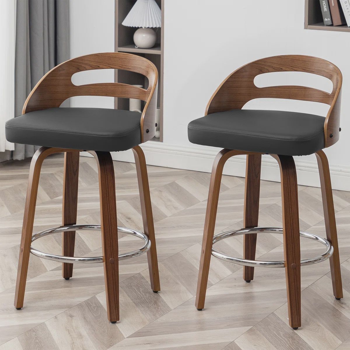 Mahtab Swivel Stools, BLACK (2PK)