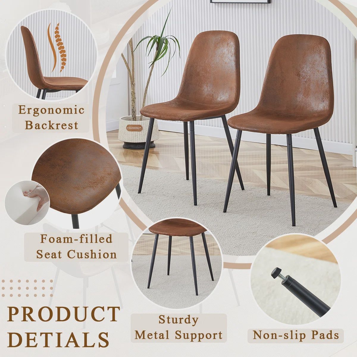 Ergonomic Brown Chairs (6PK)