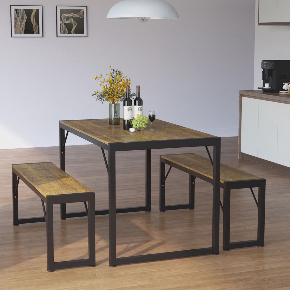 Ezzah 3pc. Dining Set w/Benches