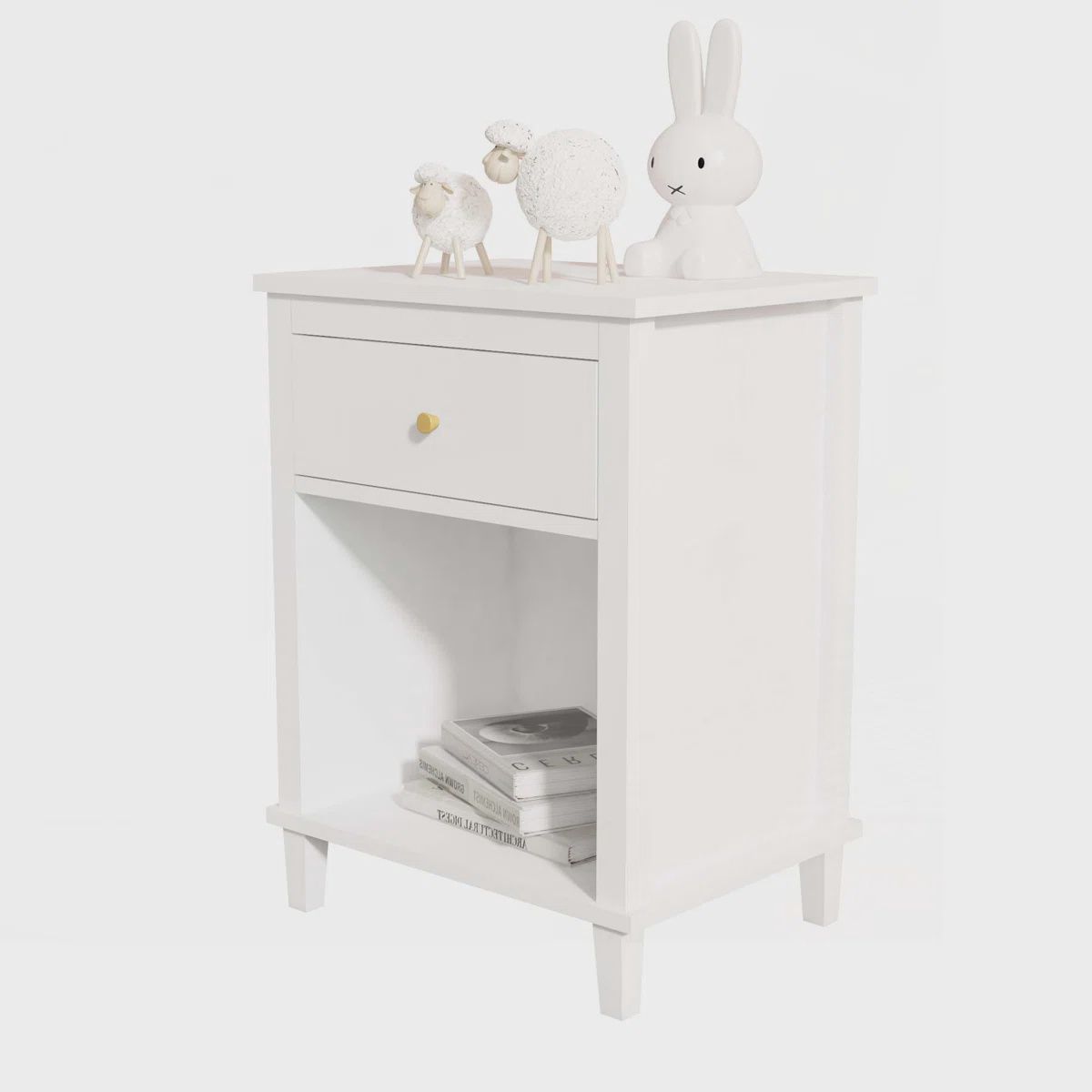 White Nightstand 1 Drawer