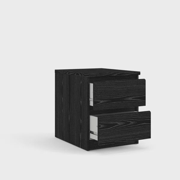 2 Drawer Black Nightstand