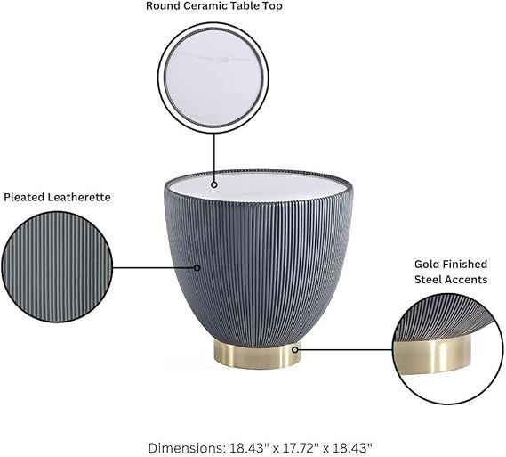 18' Round End Table, Grey &amp; Marble