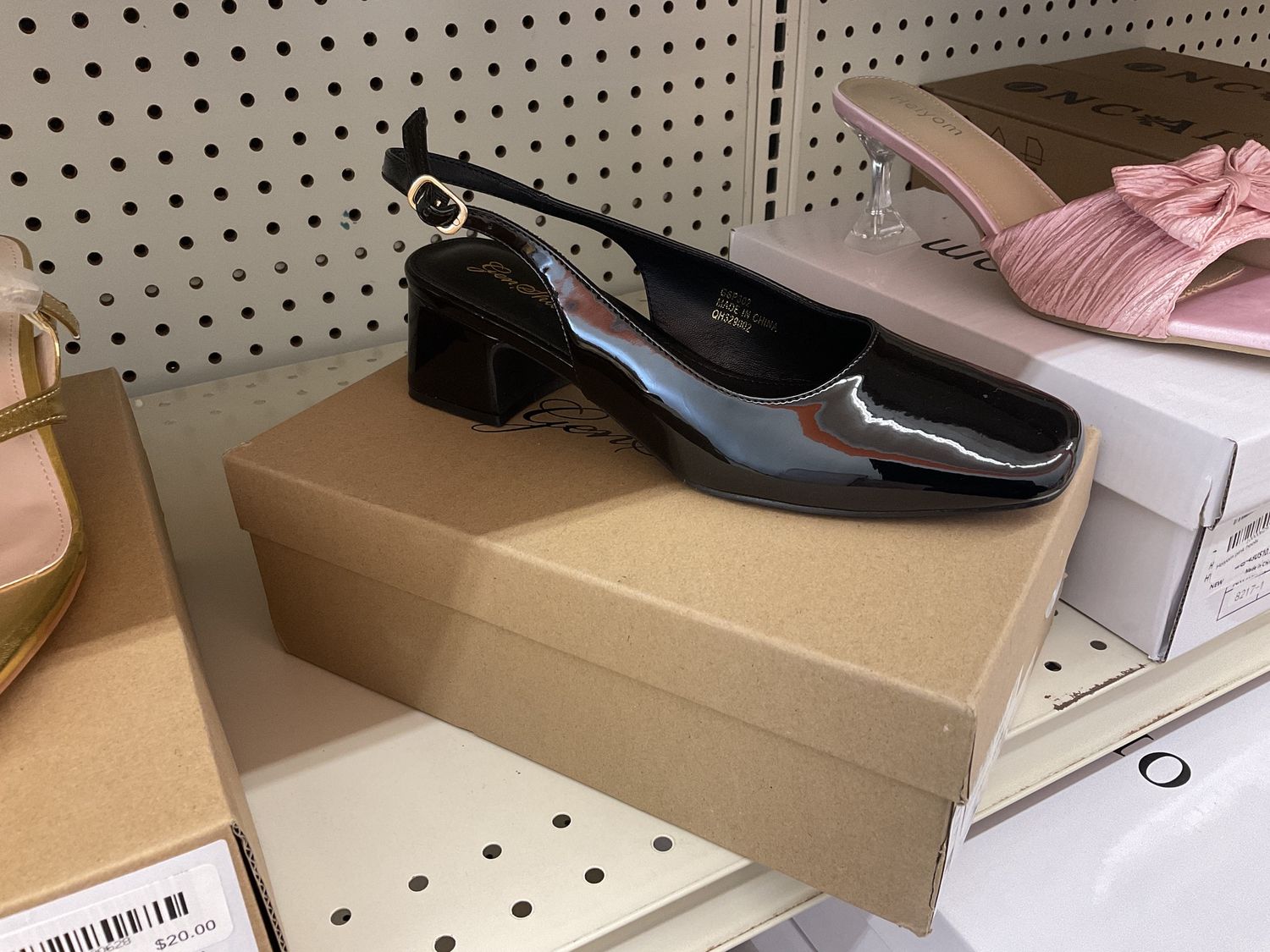 Black Square Toe Wedge Heel