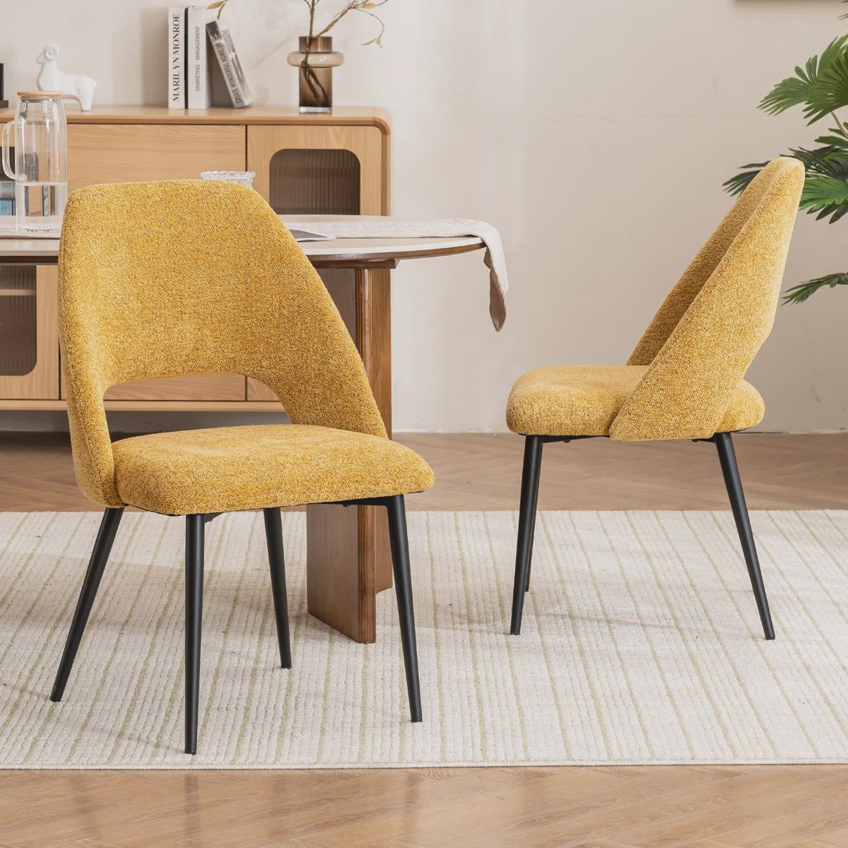 Yellow Upholstered Armless Chairs (2PK)