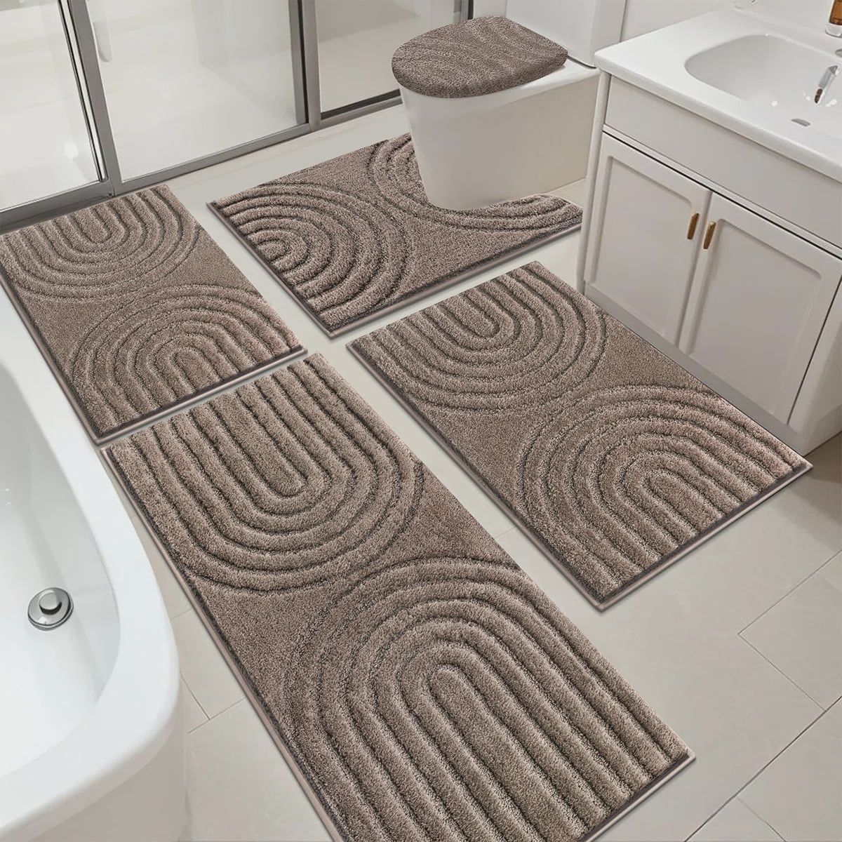 Brown Microfiber 5pc Bathroom Set