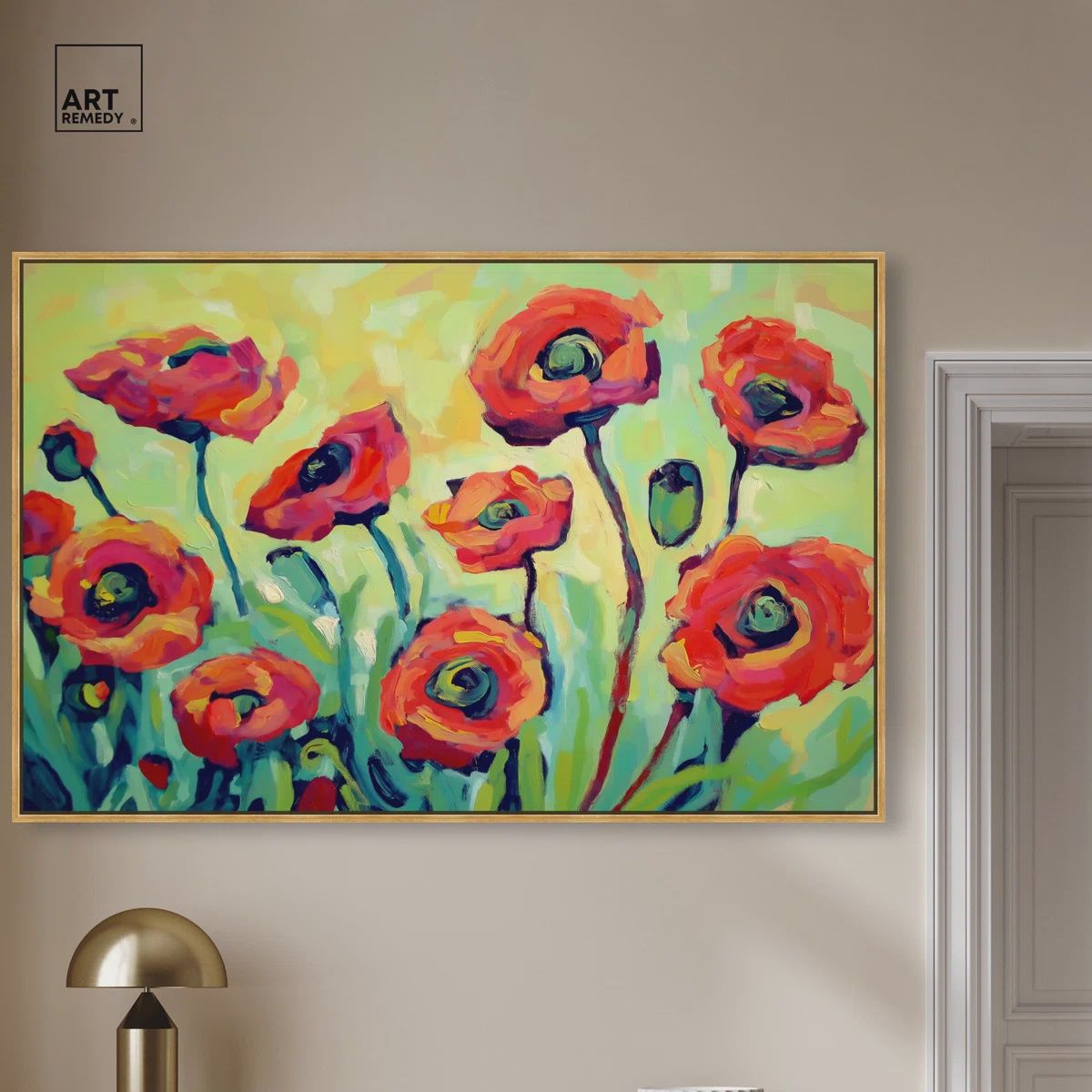 Red Poppy Field Painting, 37x55