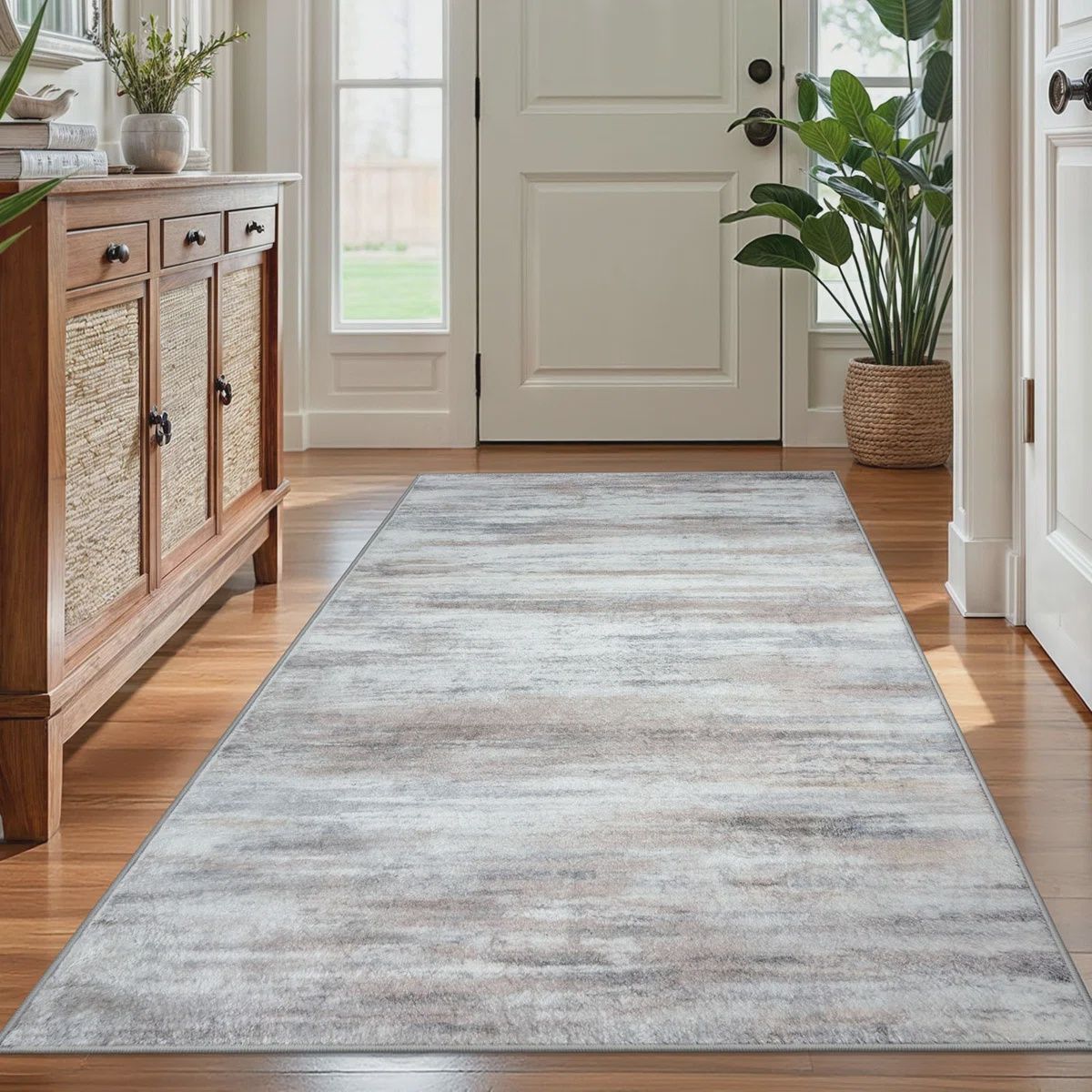 Abstract Washable Beige/Slate Pink, 4x6