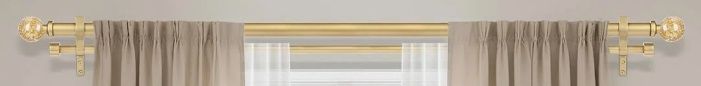 Gold Crystal Expandable Curtain Rod, 72-144in
