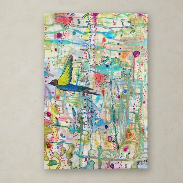 Abstract Colorful Bird Painting, 22x32