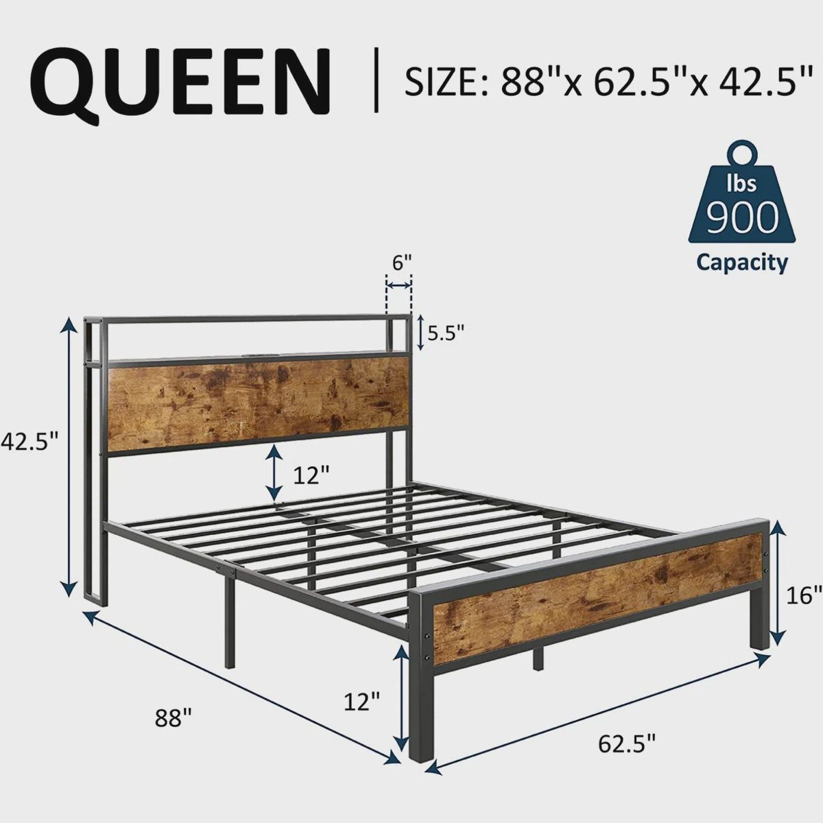 Tryston Platform w/USB, KING