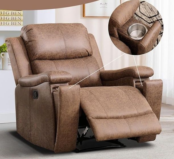 Light Brown Ebello Manuel Recline w/cupholders