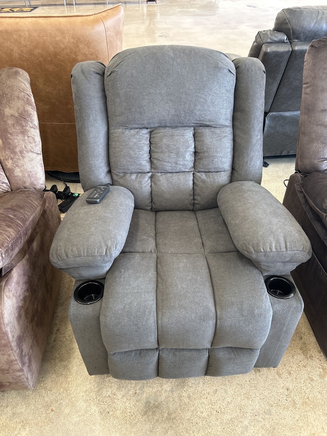 Gray Recliner with Heat and Massage