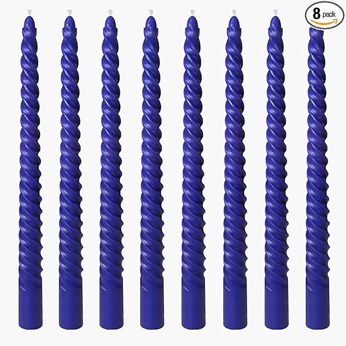 Blue 8pk Spiral Unscented Candles