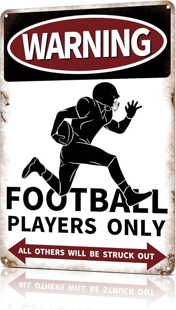 Football Players Only Tin Sign