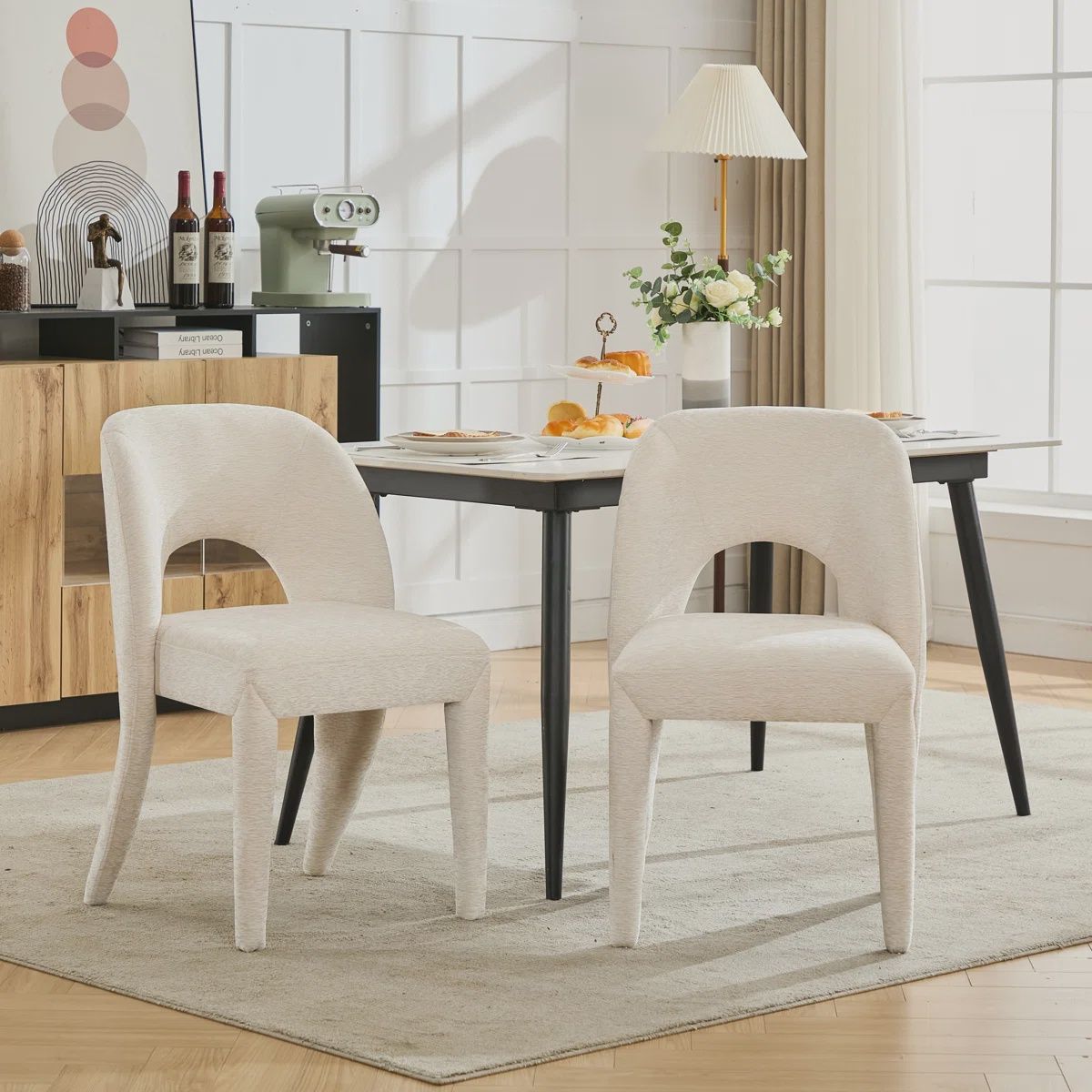 Cream Everly Quinn Dining Chairs 2PK