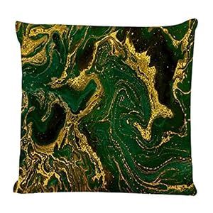 Green Golden Waves Throw Pillow Cover