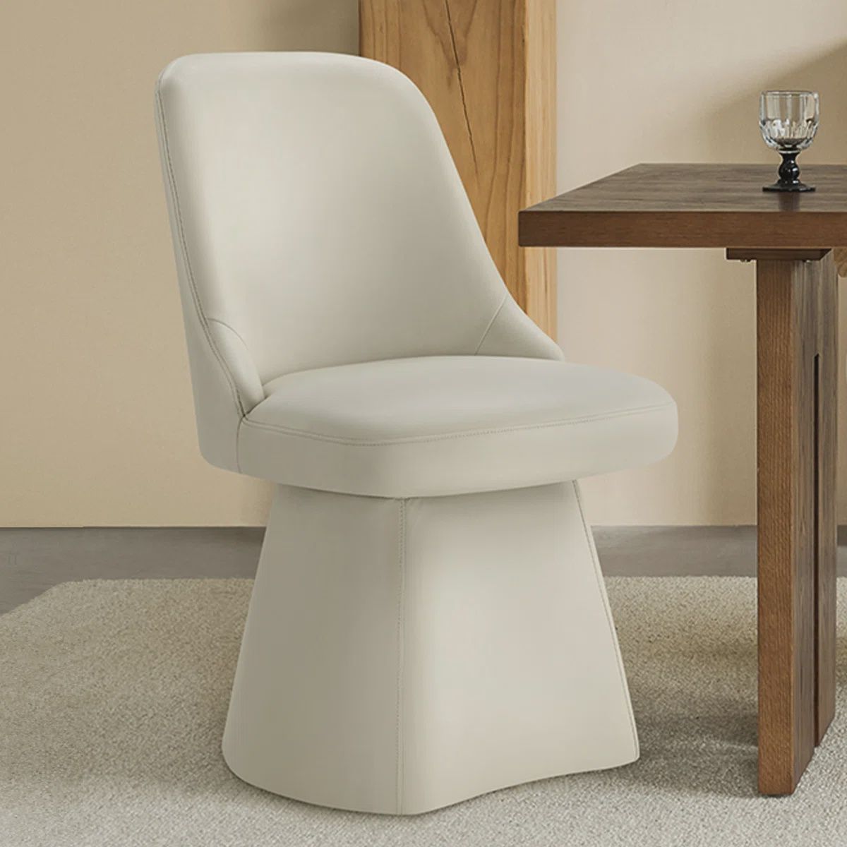 Beige Swivel Upholstered Chair