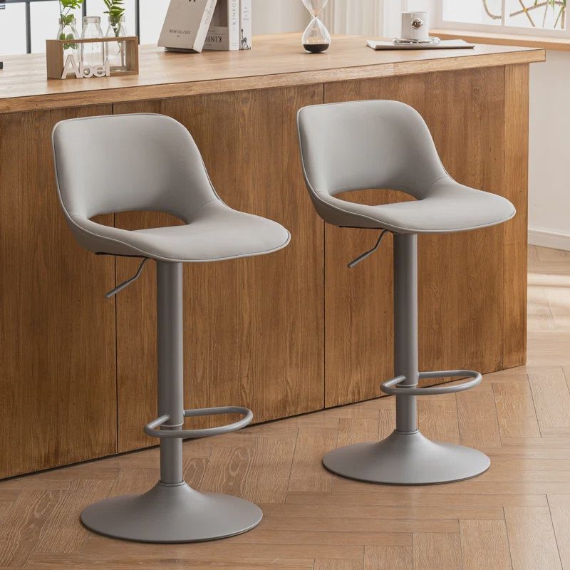 Swivel Adjustable Faux Leather Bar Stools