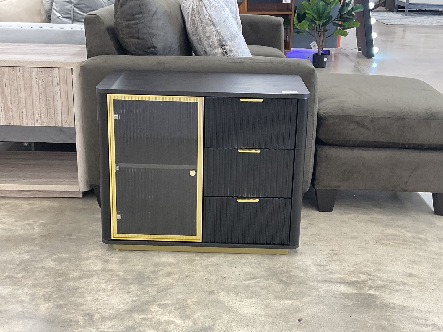 Black Cabinet with Gold Accent