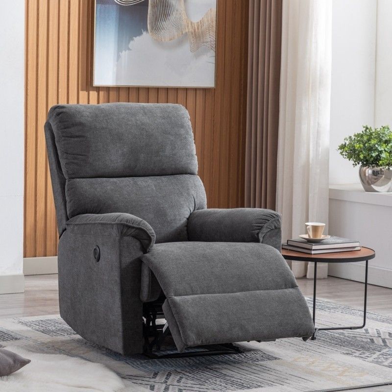 Minimalist Grey Fabric Power Recliner