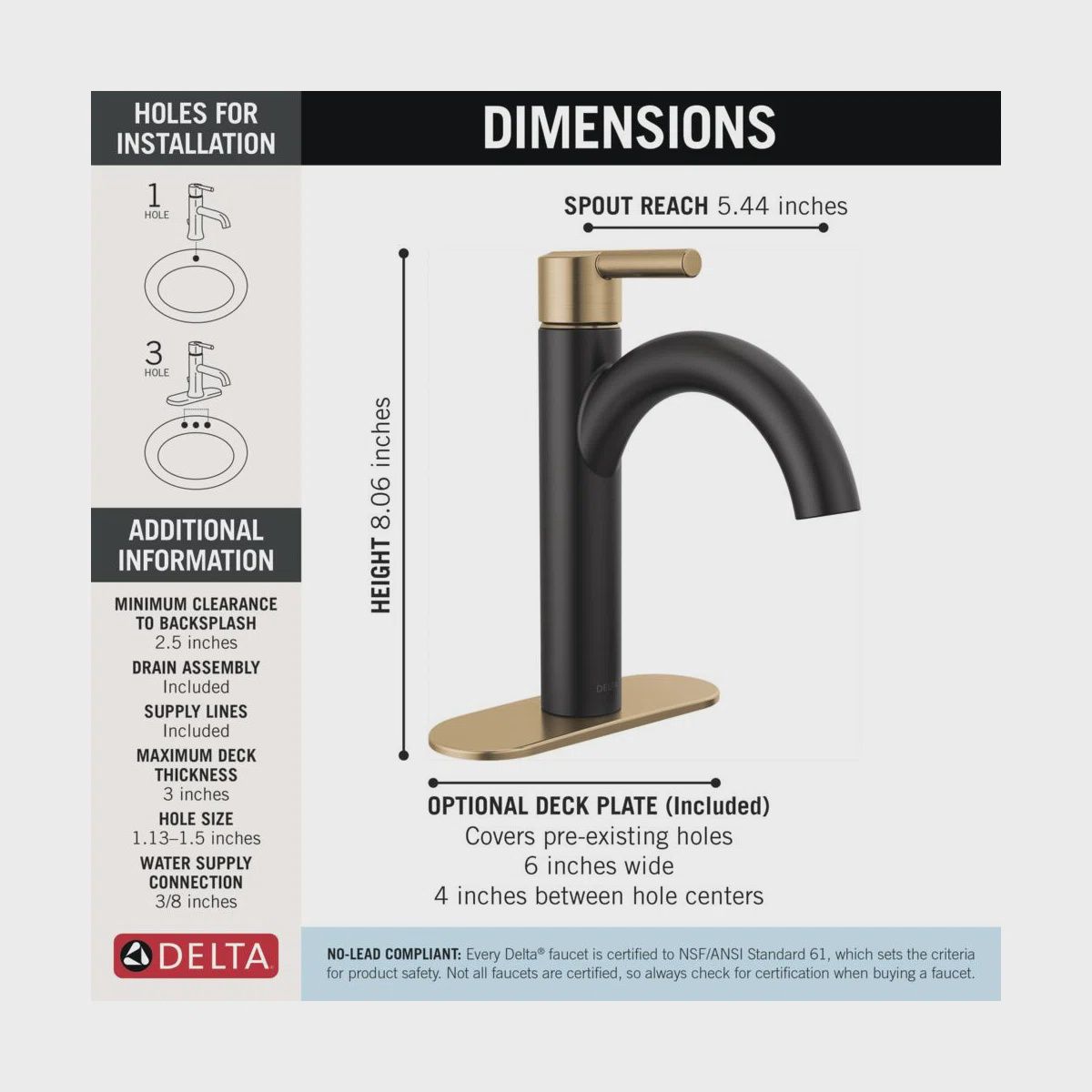 Nicoli Single Hole Bathroom Faucet
