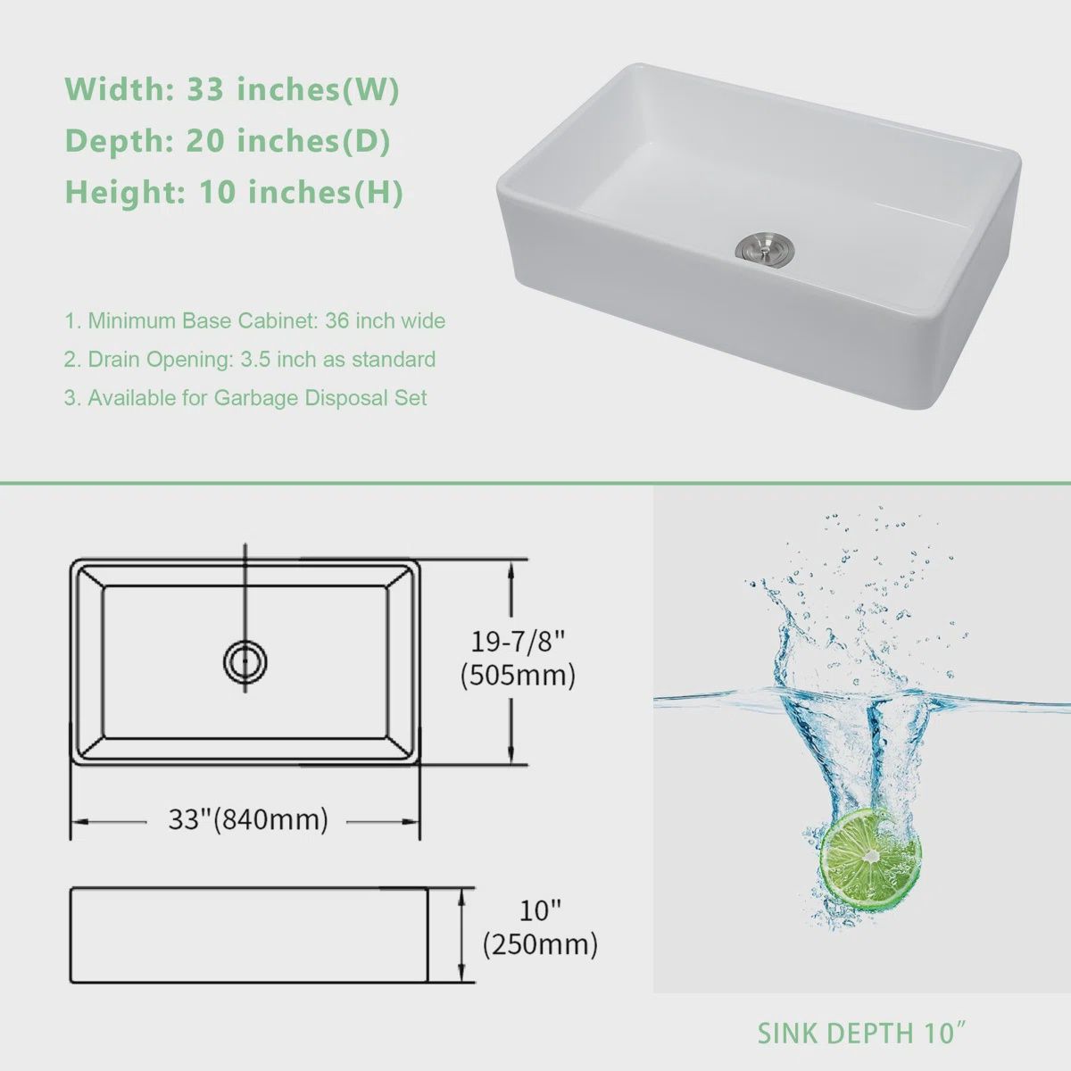 Apron Single Bowl Sink